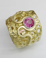 Extended 'Loop Ring' with single pink Sapphire